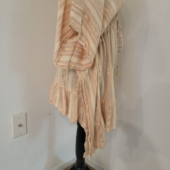 Steve Madden OS Peach Bohemian Cover Up Glitter Tunic Adjustable Resort Vacation - Picture 10 of 12